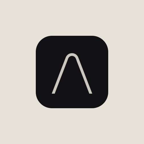 App-Icon: die A-Spitze in Creme auf Ink