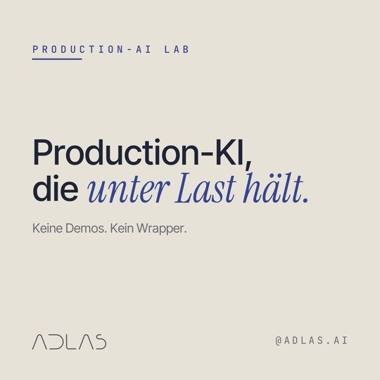 Social-Vorlage Statement: „Production-KI, die unter Last hält.“ auf Creme
